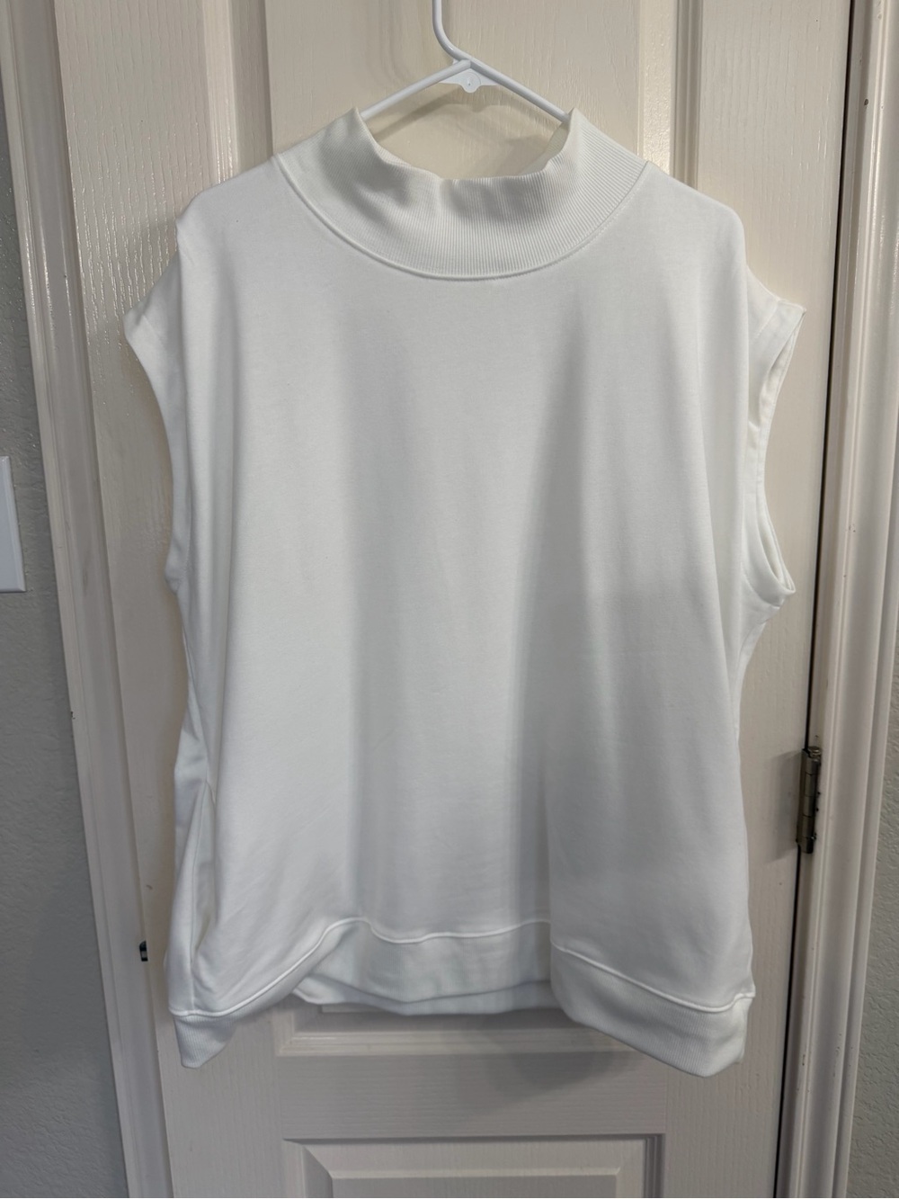 Sleeveless Mock Neck White Women's Top